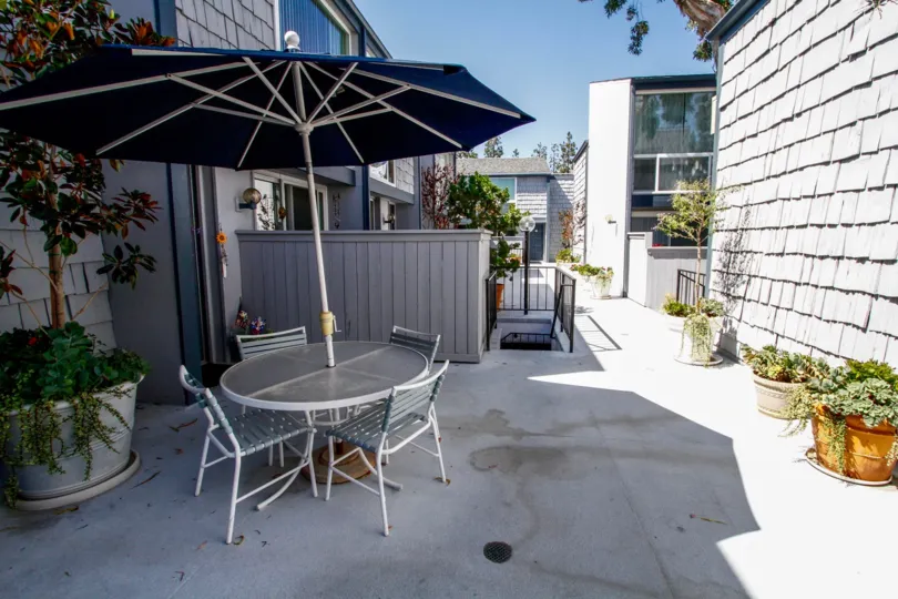 The patio at Doverwood Townhomes in Culver City