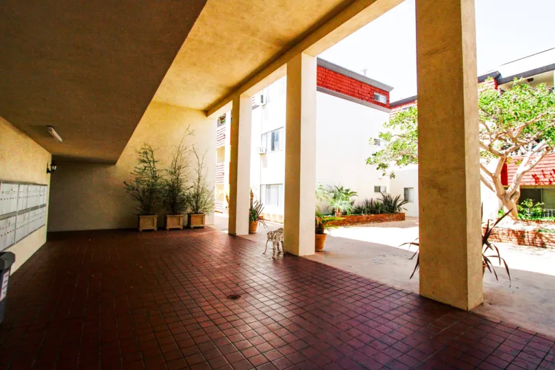 The tiled entryway at the French Quarter in Culver City