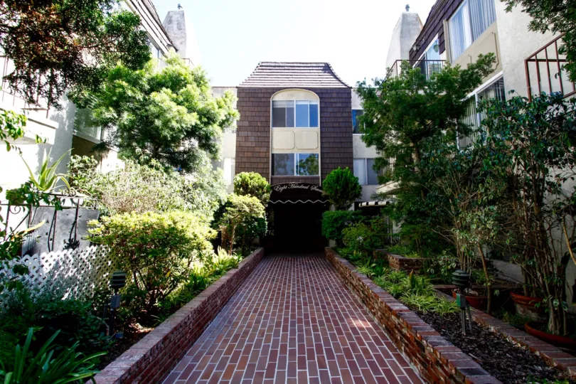 The walkway up to Green Valley Condominiums in Culver City