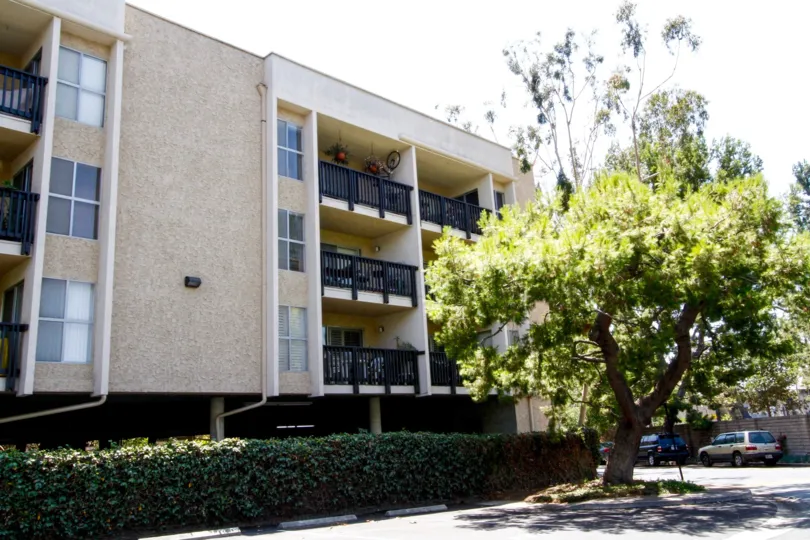 The balconies at Raintree Condominiums in Culver City