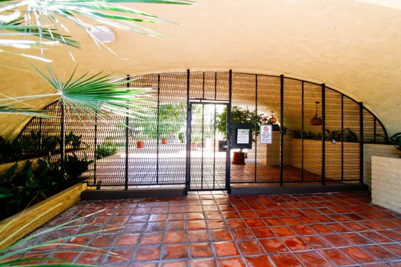 The gated entrance into Camelot