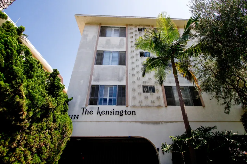 The name of The Kensington written on the building