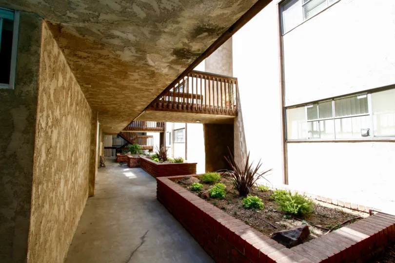 The breezeway at The Kentwood in Culver City