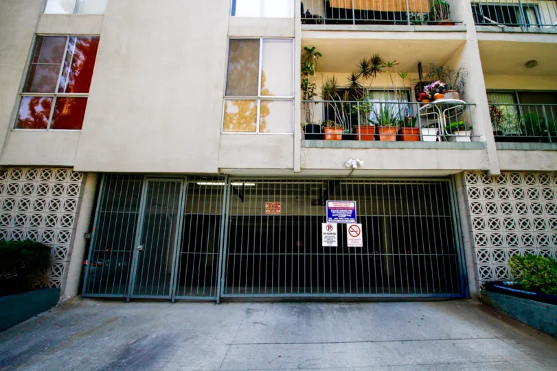 The gated parking entrance at Windsor Estates