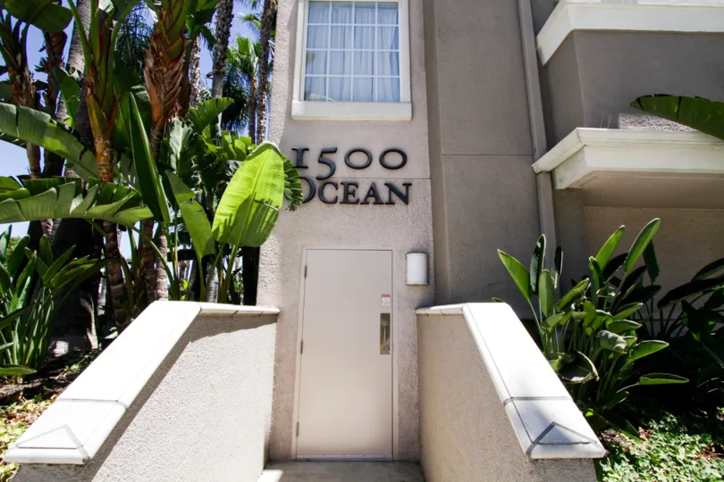 Side entrance through a solid steel door to 1500 Ocean