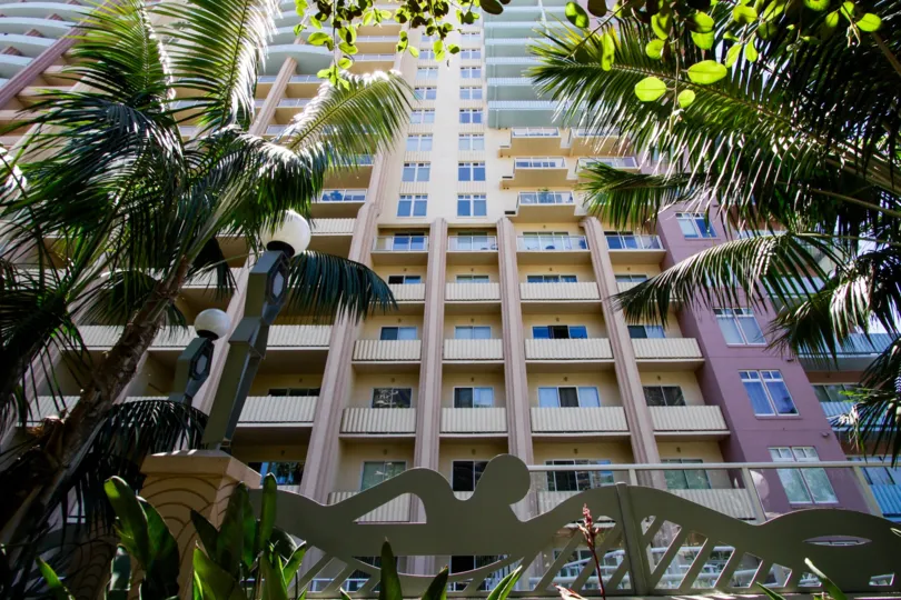 Front of the Aqua building in Long Beach