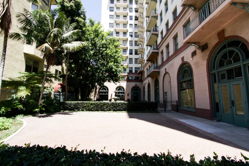 A courtyard at the Cooper Arms property