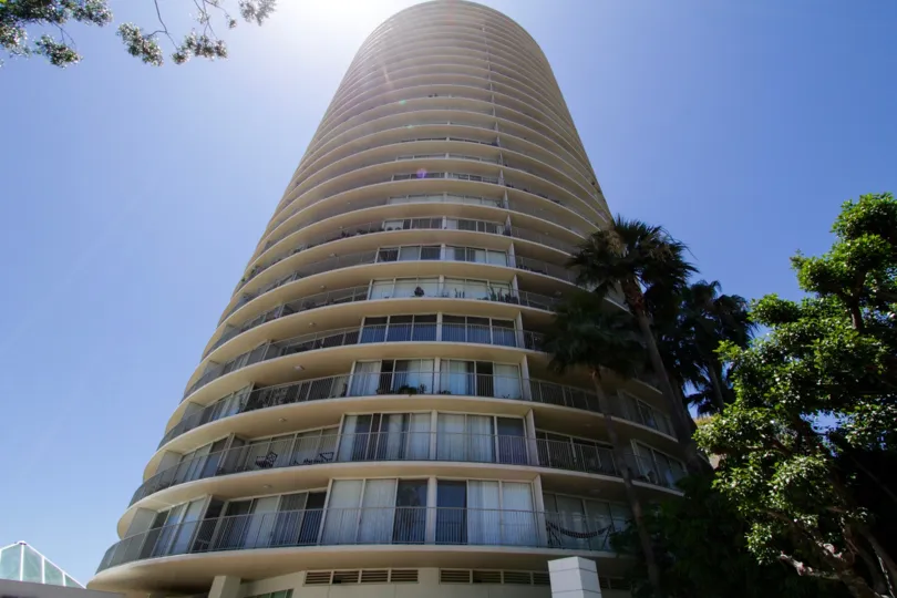 A stunning work the midcentury International Tower is a tall cylinder