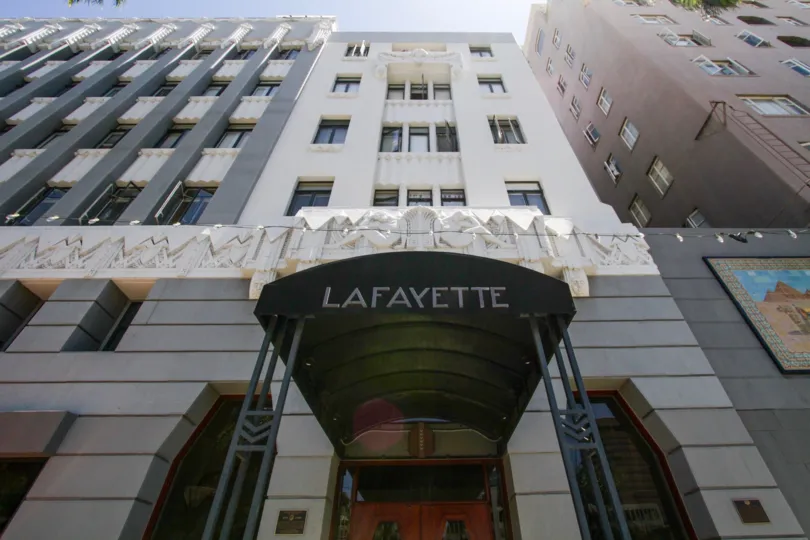 Canopy at entrance to Lafayette Building