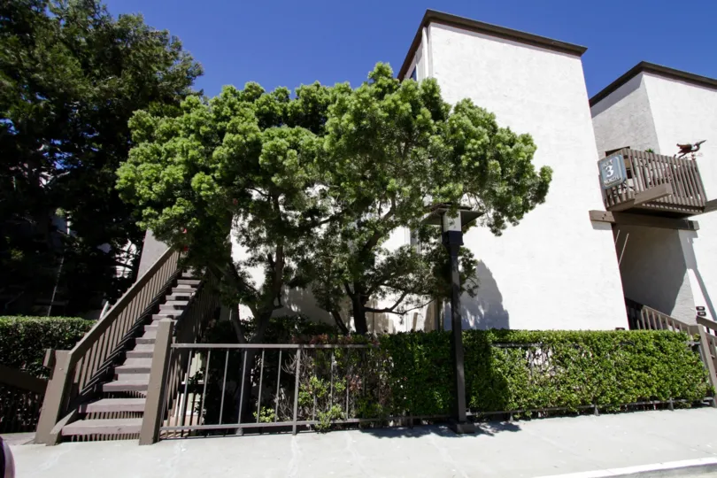 Stairs lead to the second floor condos of Marina Pacifica