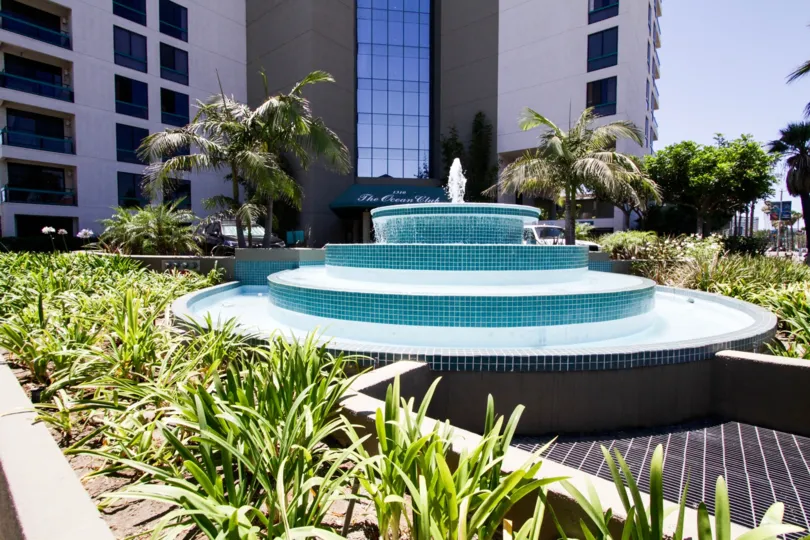 Multitier fountain at the entrance to Ocean Club