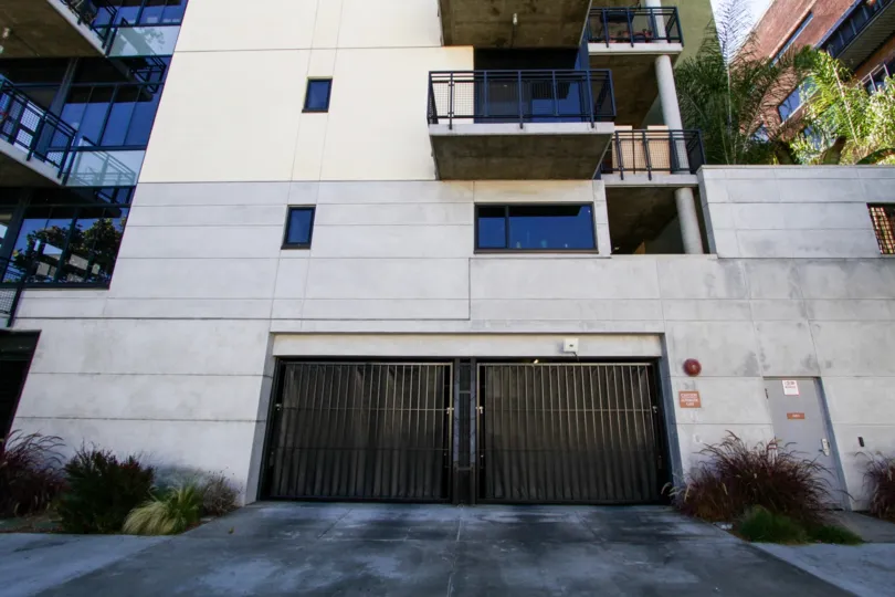 Gated parking entrance to Temple Lofts