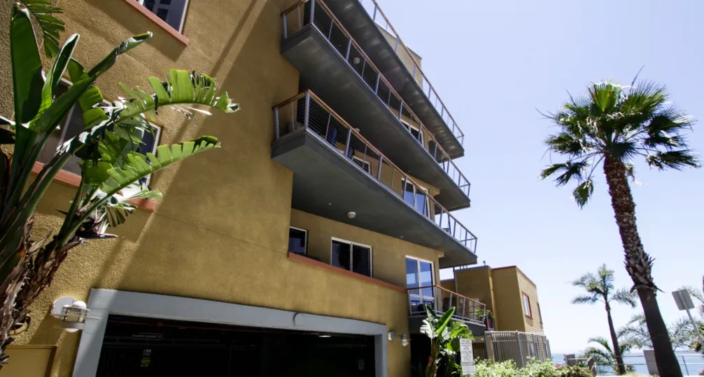 Balconies extend around The Meridian