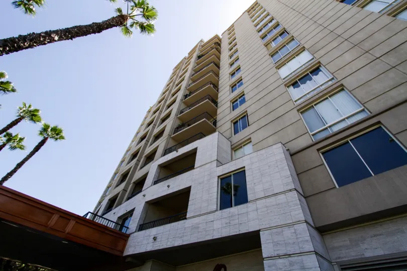 A tall building The Pacific is a condo building in Long Beach
