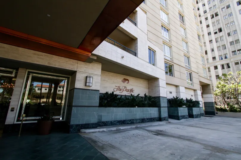 The name The Pacific scrolled across the entrance of the building