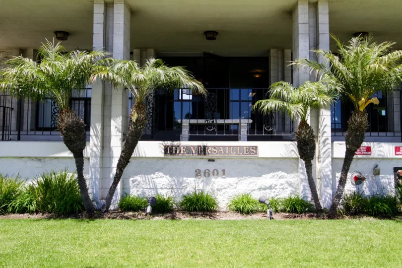 The Versailles marquee at front entry of the building