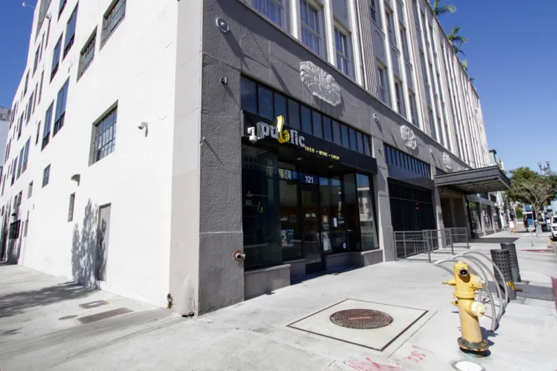 Sidewalk in front of Walker Building Lofts