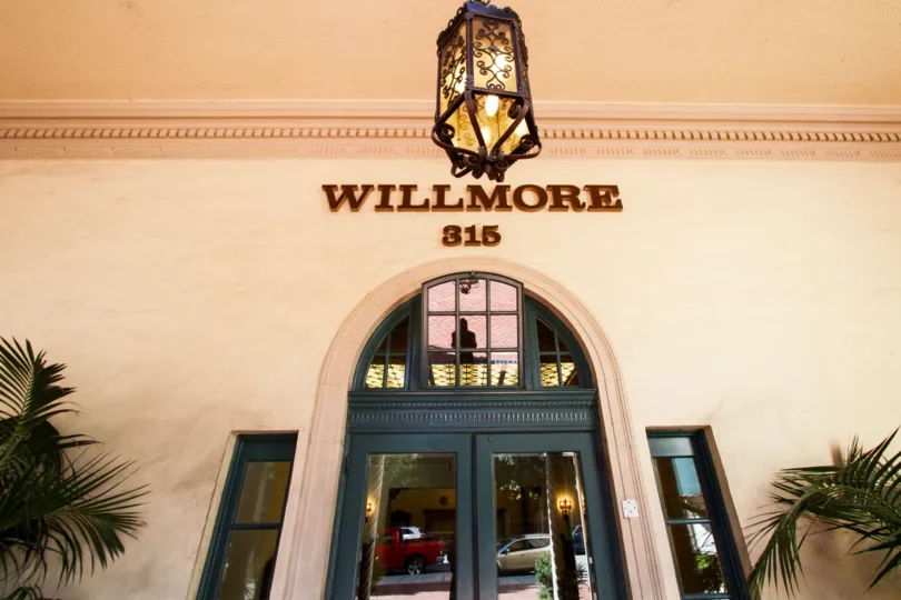 Marquee above the entry doors to The Wilmore