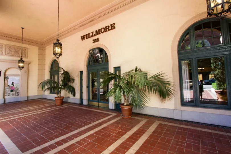 Covered entry to The Wilmore