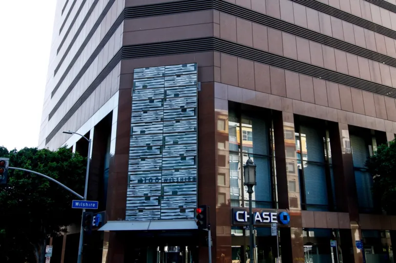 The décor at the entrance of 1000 Wilshire