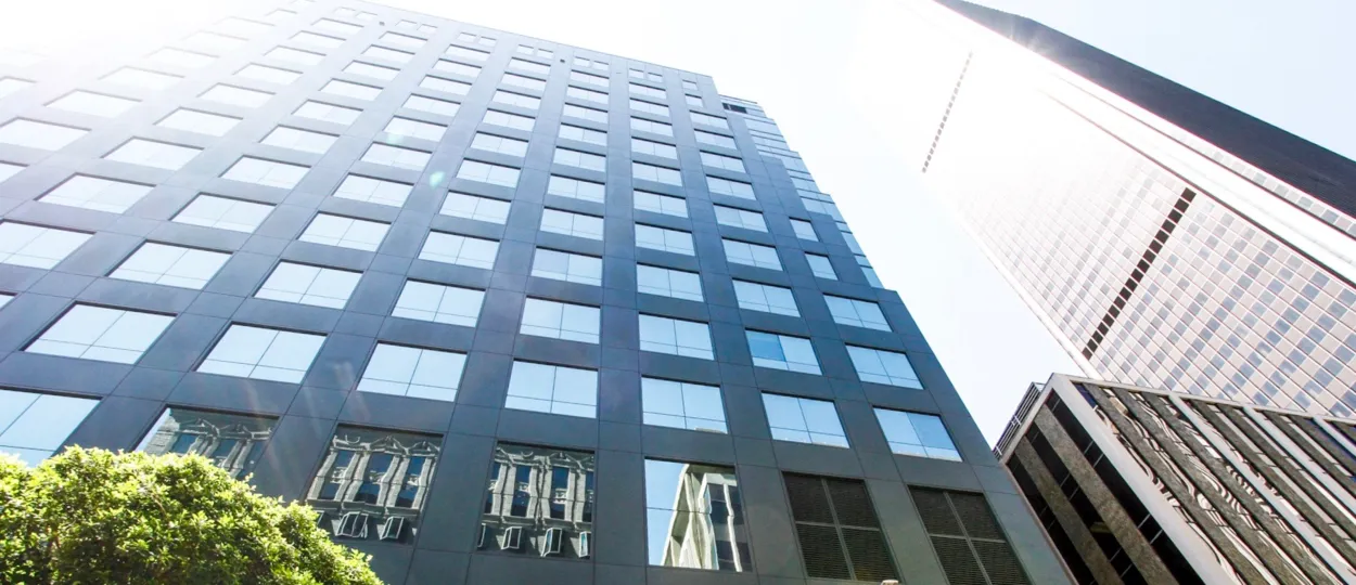 The windows seen at 655 Hope in Downtown LA