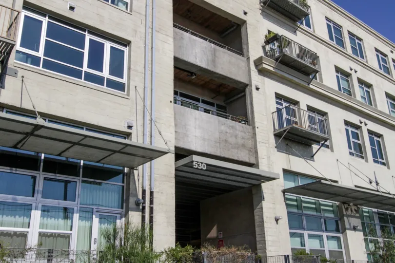 The entrance into Barker Block Lofts in Downtown LA