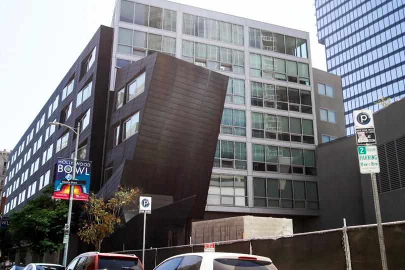 The windows of the Concerto in Downtown LA