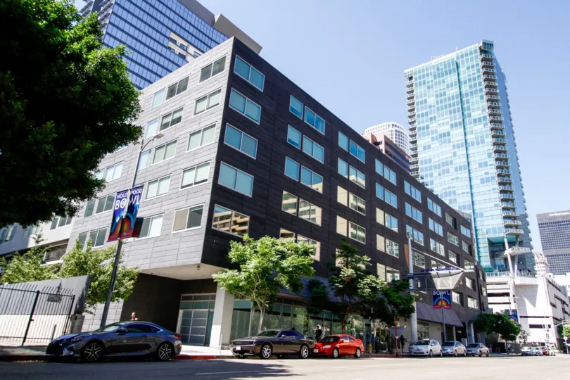 The view of Concerto from the street in Downtown LA