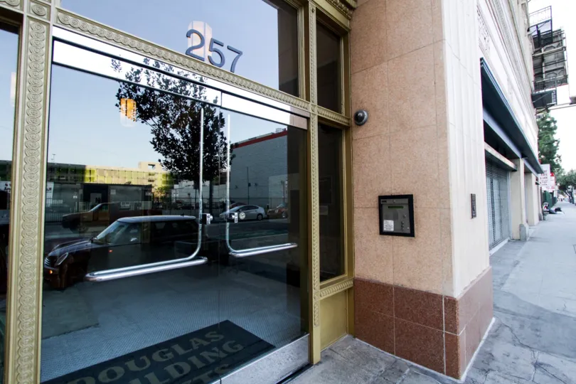 The address above the entrance into Douglas Building Lofts