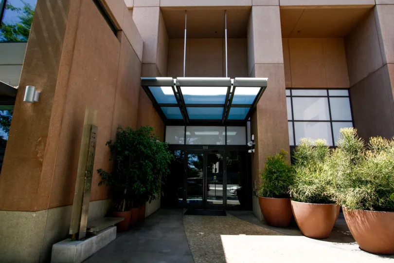 The entrance into Elleven South Lofts in Downtown LA