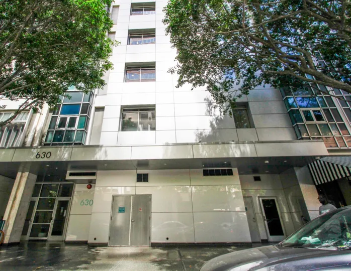 The walkway beside the Library Court building