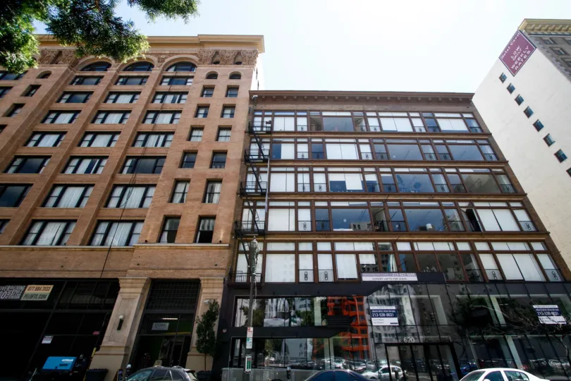 The view of Mercantile Lofts from the street in Downtown LA