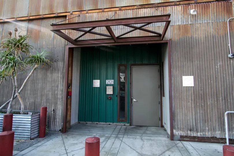 The entrance at 2121 Lofts in Downtown LA