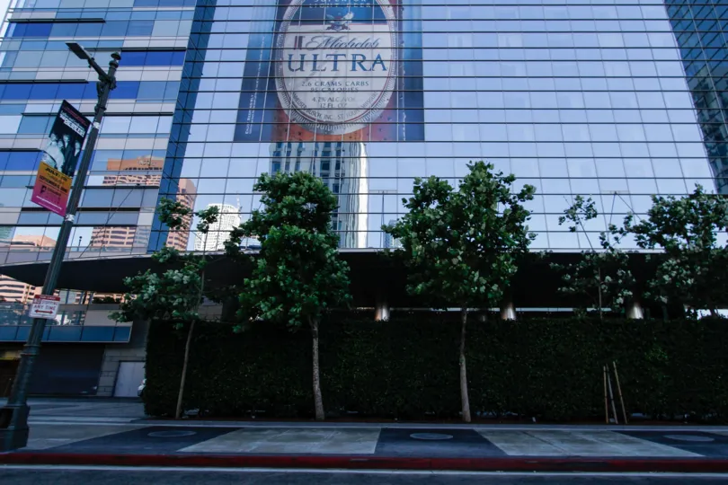 The landscaping around the Ritz Carlton at LA Live in Downtown LA