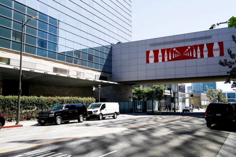 The street in front of the Ritz Carlton at LA Live in Downtown LA