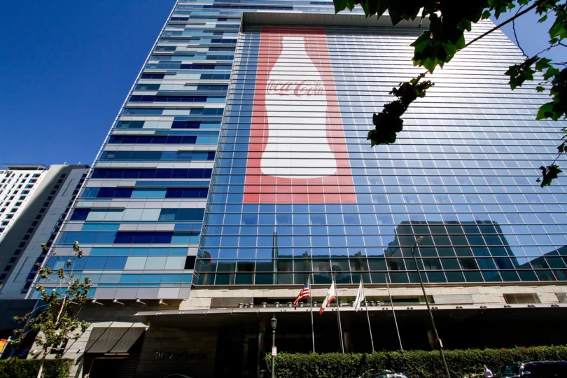 The Coca-Cola bottle on the Ritz Carlton at LA Live in Downtown LA