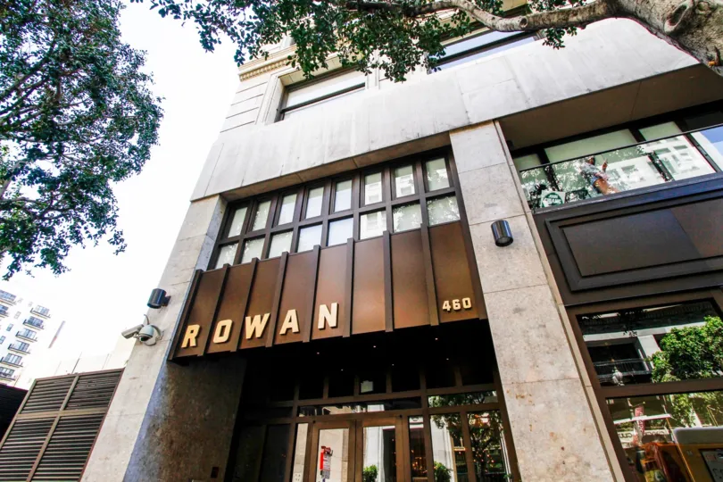 The Rowan Lofts name above the entrance