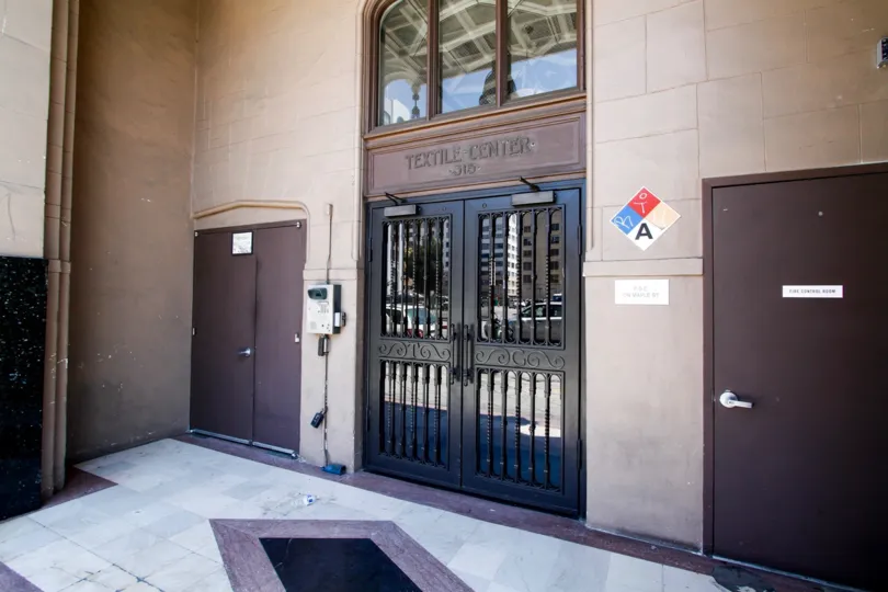 The entrance into Textile Buildings