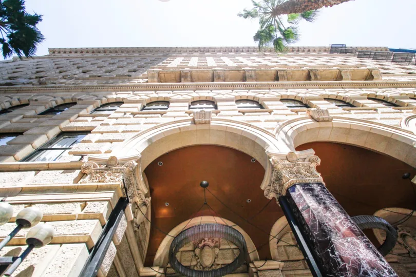 The intricate design that is seen at The Roosevelt entrance