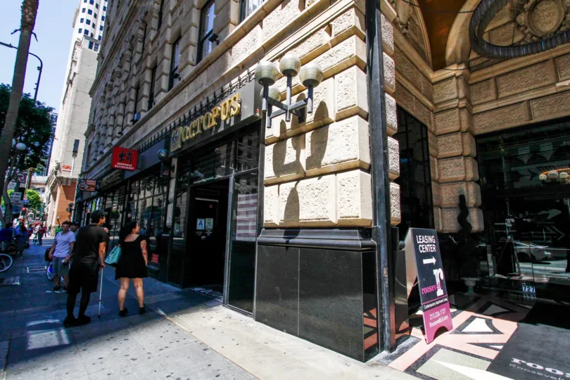The sidewalk in front of The Roosevelt