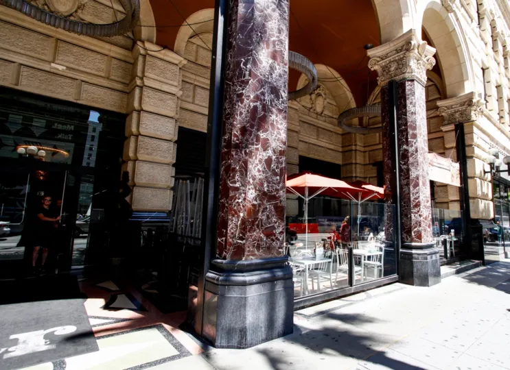 The stores that are seen around The Roosevelt in Downtown LA