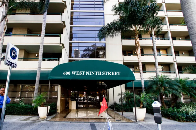 The address written above the entrance into The Skyline