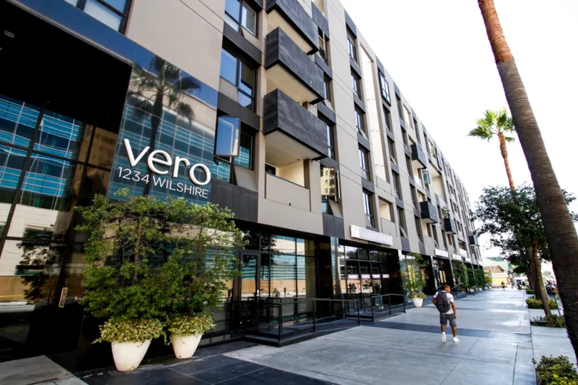The landscaping around the Vero in Downtown LA
