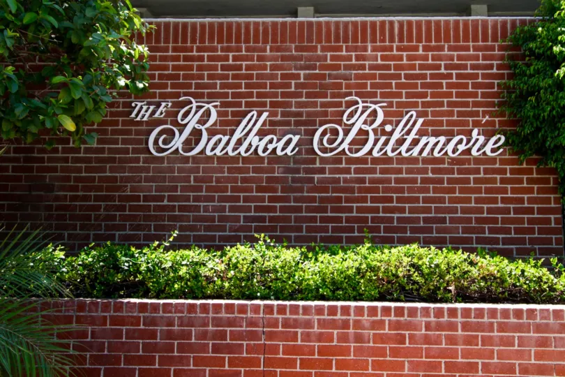 The lettering of the building showcasing Balboa Biltmore in Encino