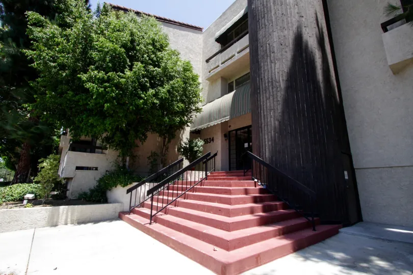 The staired entrance leading to the Carriage House