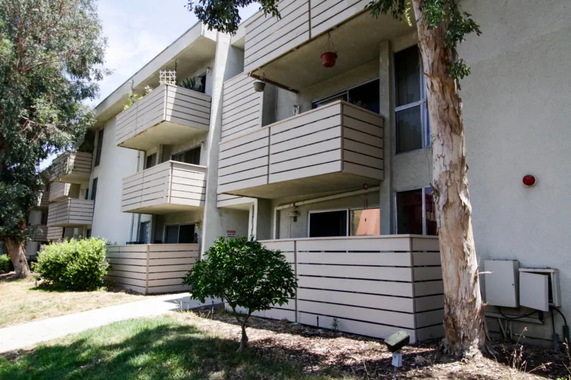 Balconies for units within the Encino Concord Townhouses in Encino