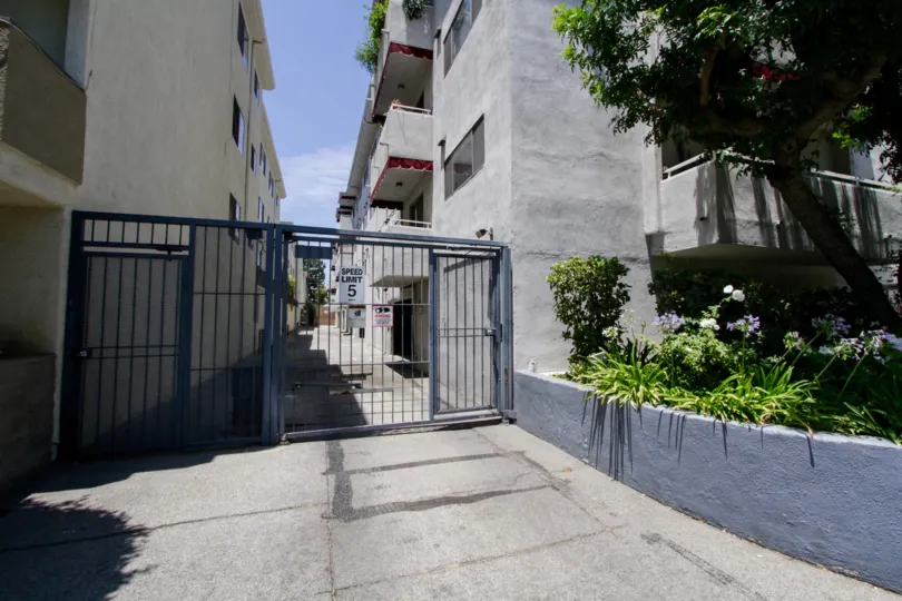 Private parking gate for the Encino Gardens buildings within Encino