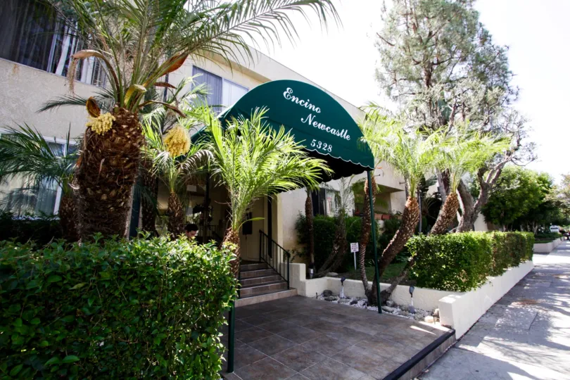 The prestigious entrance into the Encino Newcastle building