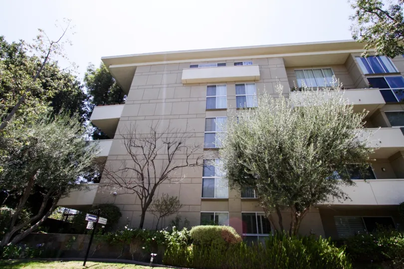The landscaping around the Encino Park West building in Encino