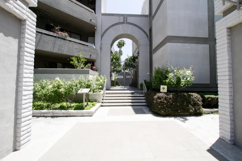 The gate leading into the common area of the Encino Spa East